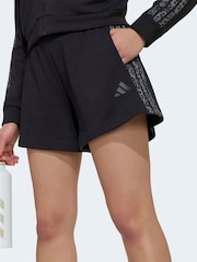 adidas Black Animal Print 3 Stripes Shorts - Image 4 of 6