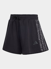 adidas Black Animal Print 3 Stripes Shorts - Image 6 of 6