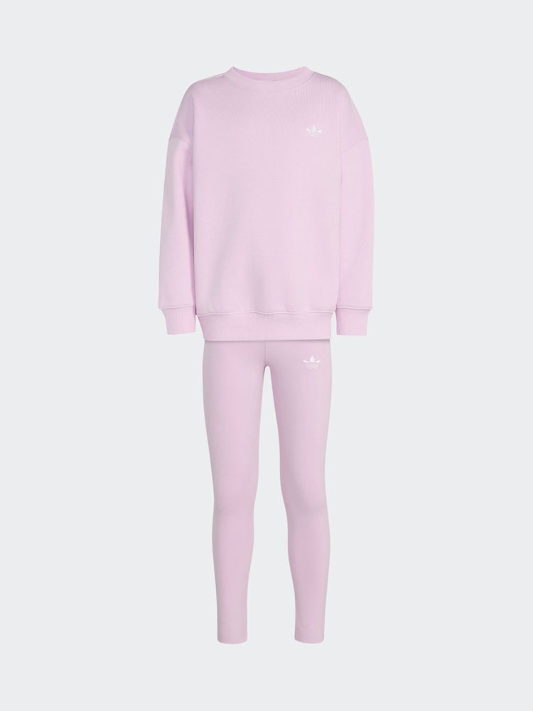 adidas Originals Pink Crew Sweat Top and Joggers Set - Image 1 of 3