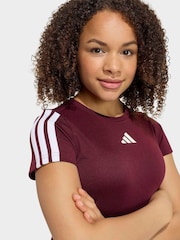 adidas Red Training Essentials 3-Stripes Kids T-Shirt - Image 4 of 6
