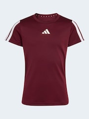 adidas Red Training Essentials 3-Stripes Kids T-Shirt - Image 6 of 6