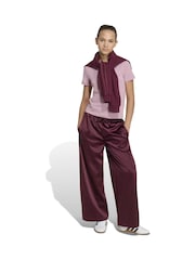 adidas Burgundy Red Satin Joggers - Image 3 of 6