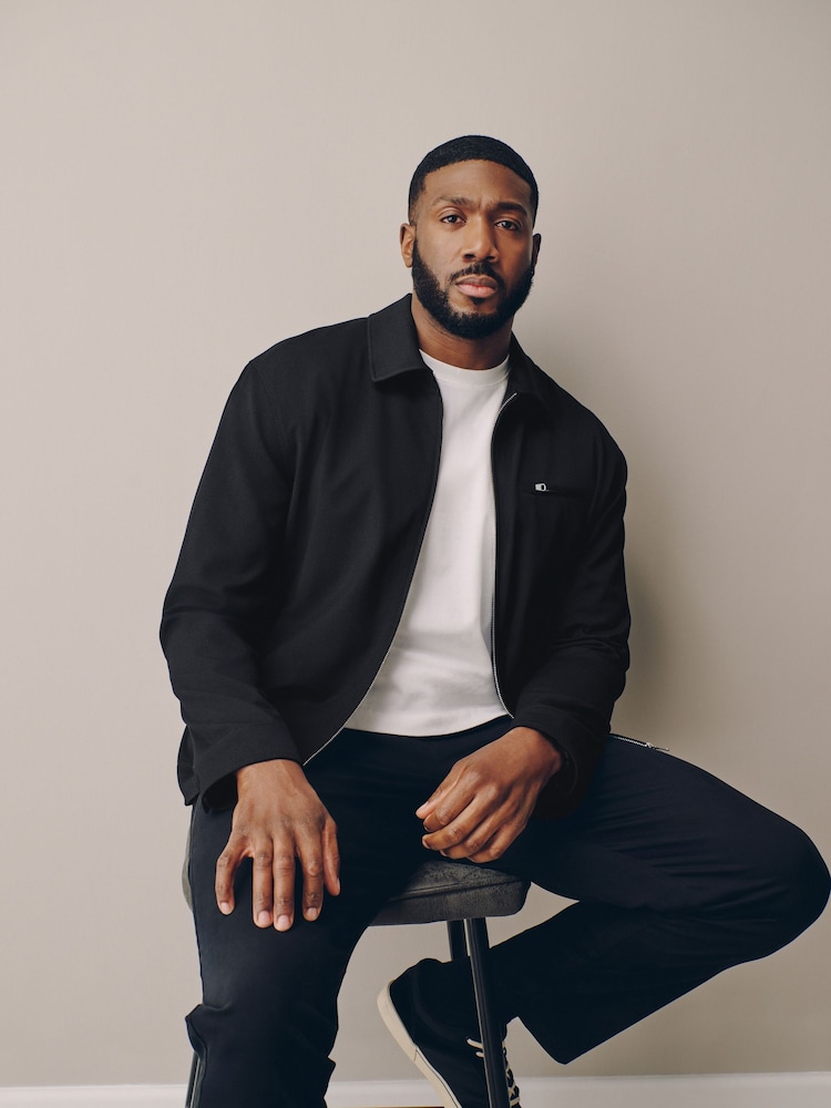 Black Muscle Fit Motionflex Smart Twill Zip Shacket - Image 2 of 11 Black Muscle Fit Motionflex Smart Twill Zip Shacket - Image 2 of 11