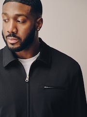 Black Muscle Fit Motionflex Smart Twill Zip Shacket - Image 5 of 11