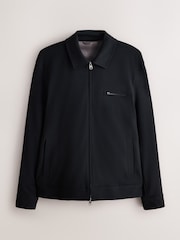 Black Muscle Fit Motionflex Smart Twill Zip Shacket - Image 7 of 11