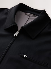 Black Muscle Fit Motionflex Smart Twill Zip Shacket - Image 9 of 11