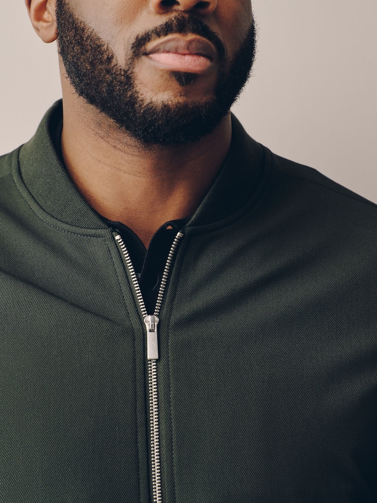 Green Muscle Fit Smart Bomber Jacket - Image 2 of 8 Green Muscle Fit Smart Bomber Jacket - Image 2 of 8