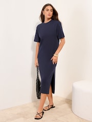 Friends Like These Navy Jersey T-Shirt Midi Dress - Image 3 of 4
