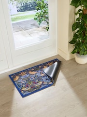 Artsy Mats Blue William Morris Strawberry Thief Indoor Washable Doormat - Image 2 of 6