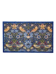Artsy Mats Blue William Morris Strawberry Thief Indoor Washable Doormat - Image 4 of 6