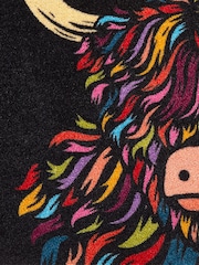 Artsy Mats Black Highland Cow Indoor Washable Doormat - Image 3 of 6