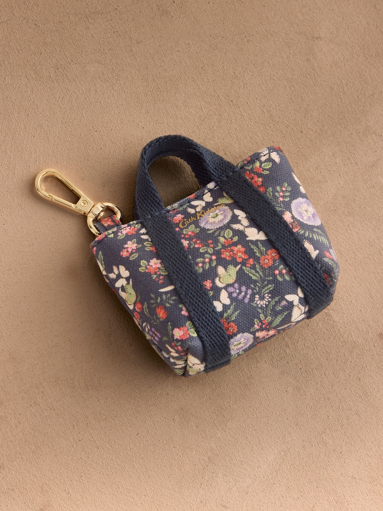 Cath Kidston Navy Butterfly Bloom Clip On Bag Charm with Foldaway Shopper - Image 2 of 4