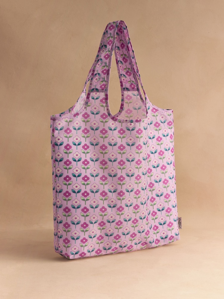 Cath Kidston Lilac Purple Graphic Flower Print Foldaway Shopper Bag - Image 1 of 4