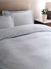 Grey Stripe Textured Matelasse Duvet Cover and Pillowcase Set - Image 2 of 4