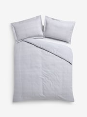 Grey Stripe Textured Matelasse Duvet Cover and Pillowcase Set - Image 4 of 4