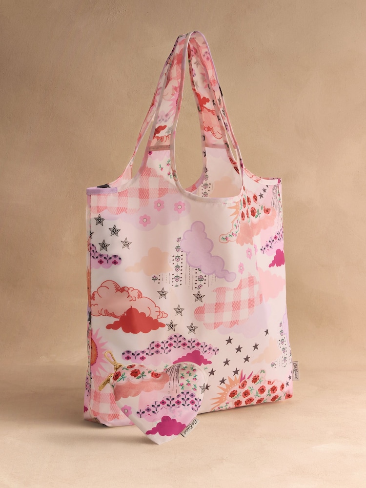 Cath Kidston Pink Cloud Print Clip On Purse with Foldaway Shopper - Image 1 of 4 Cath Kidston Pink Cloud Print Clip On Purse with Foldaway Shopper - Image 1 of 4