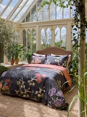 Blue Kew Collection Midnight Floral 400 Thread Count Percale Duvet Cover and Pillowcase Set - Image 1 of 6