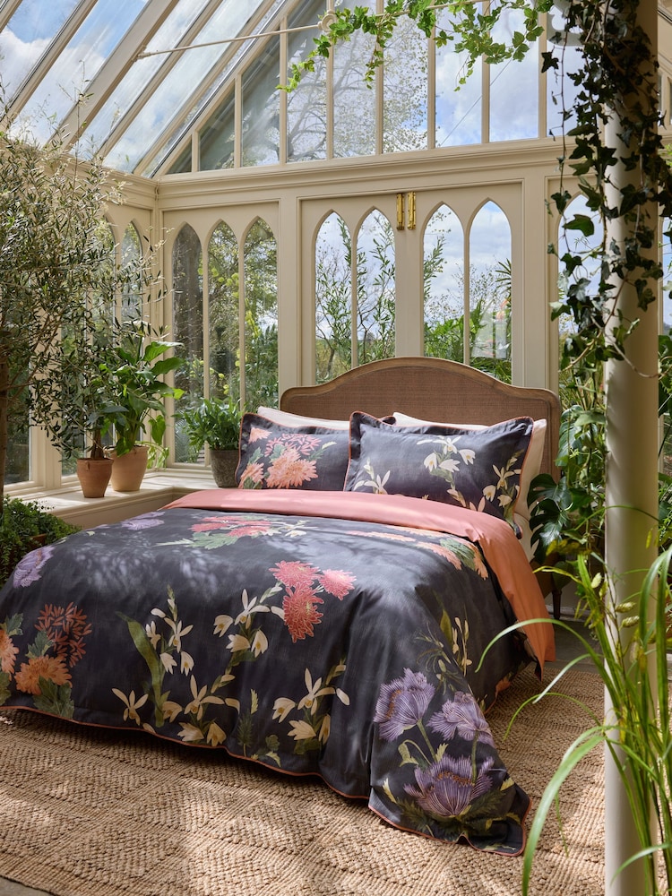Blue Kew Collection Midnight Floral 400 Thread Count Percale Duvet Cover and Pillowcase Set - Image 1 of 6 Blue Kew Collection Midnight Floral 400 Thread Count Percale Duvet Cover and Pillowcase Set - Image 1 of 6