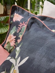 Blue Kew Collection Midnight Floral 400 Thread Count Percale Duvet Cover and Pillowcase Set - Image 4 of 6