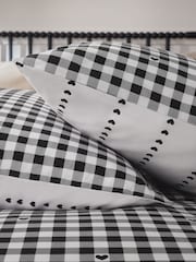 Monochrome Gingham Heart Reversible Bed Set - Image 4 of 6