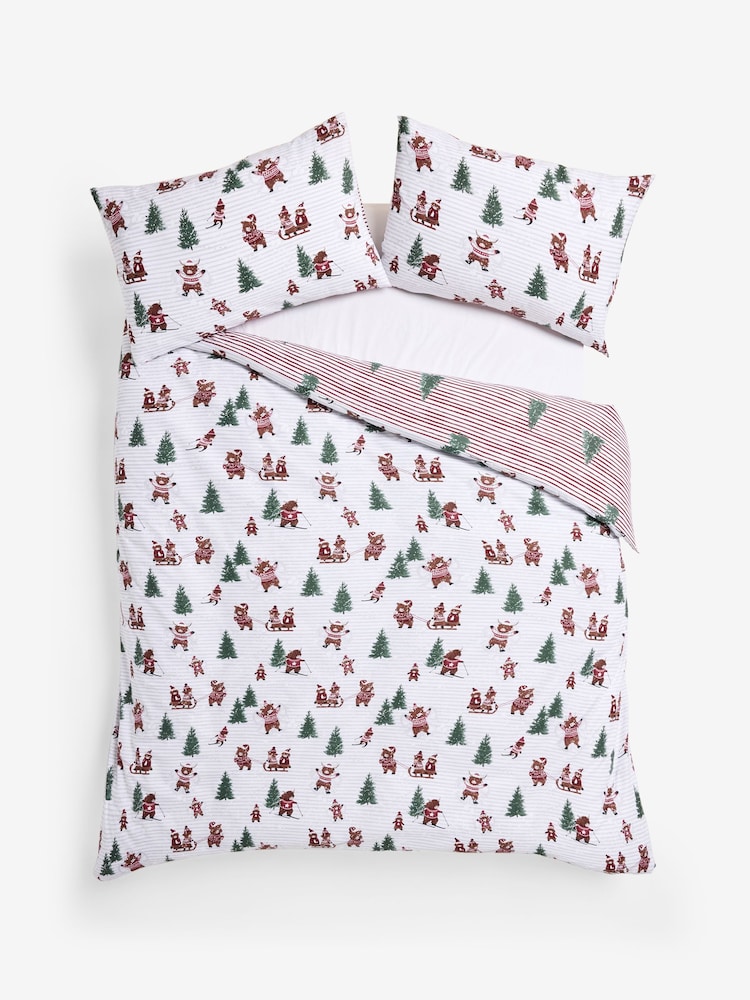 Grey Hamish Ski Scene Christmas Reversible Duvet Cover and Pillowcase Set - Image 1 of 2