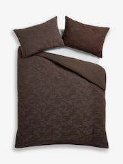 Chocolate Brown N. Premium 200 High Thread Count Jacquard Duvet Cover and Pillowcase Set - Image 2 of 4
