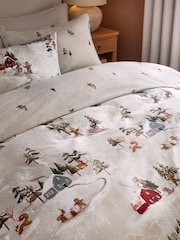 Natural Gingerbread Christmas Brushed Cotton Duvet Cover and Pillowcase Set - Image 3 of 7