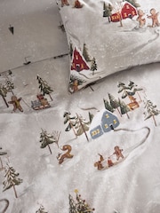 Natural Gingerbread Christmas Brushed Cotton Duvet Cover and Pillowcase Set - Image 4 of 7