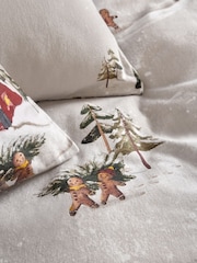 Natural Gingerbread Christmas Brushed Cotton Duvet Cover and Pillowcase Set - Image 5 of 7