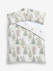 Green Woodland Deers Fleece Christmas Duvet Cover and Pillowcase Set - Image 5 of 6