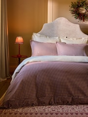 Red/Natural Gingham Bows Brushed Collection Luxe Duvet Cover and Pillowcase Set - Image 2 of 5