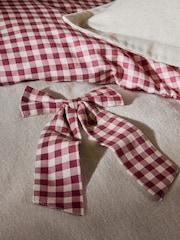 Red/Natural Gingham Bows Brushed Collection Luxe Duvet Cover and Pillowcase Set - Image 4 of 5