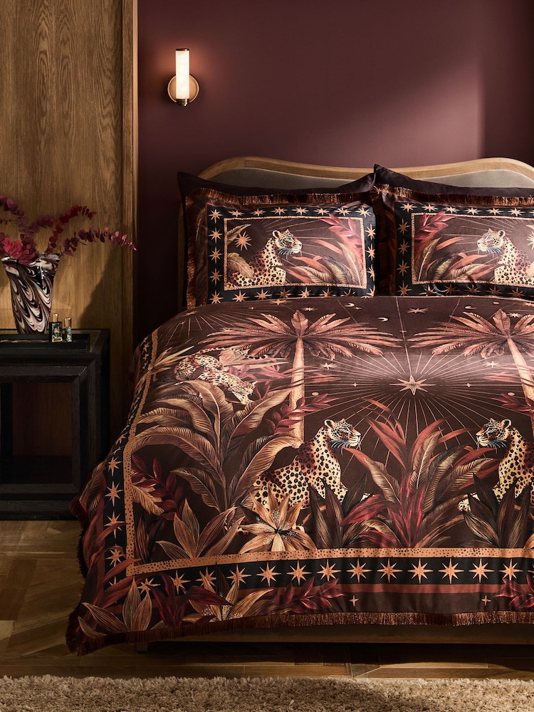 Brown Jungle Leopard Velvet Duvet Cover and PIllowcase Set - Image 1 of 6 Brown Jungle Leopard Velvet Duvet Cover and PIllowcase Set - Image 1 of 6