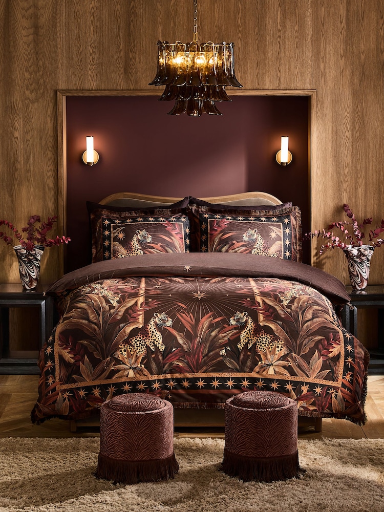 Brown Jungle Leopard Velvet Duvet Cover and PIllowcase Set - Image 2 of 6 Brown Jungle Leopard Velvet Duvet Cover and PIllowcase Set - Image 2 of 6