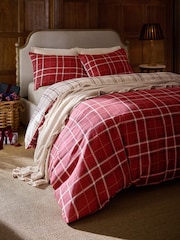 Red Check Christmas Brushed Cotton Duvet Cover and Pillowcase Set - Image 1 of 6