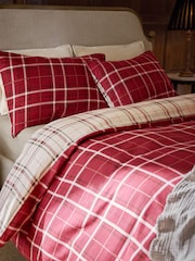 Red Check Christmas Brushed Cotton Duvet Cover and Pillowcase Set - Image 3 of 6