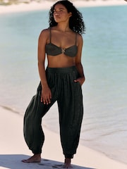 B by Ted Baker Viscose Balloon Beach Chocolate Brown Trousers - Image 1 of 5