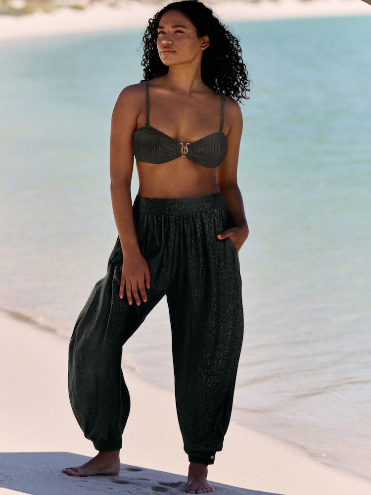 B by Ted Baker Viscose Balloon Beach Chocolate Brown Trousers - Image 1 of 5