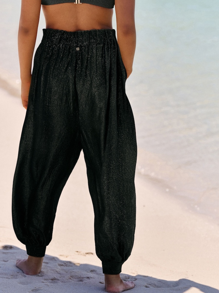 B by Ted Baker Viscose Balloon Beach Chocolate Brown Trousers - Image 2 of 5