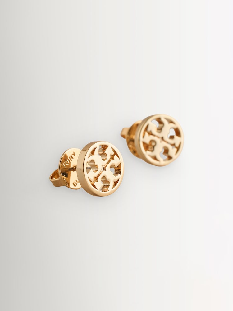 Tory Burch Gold Tone Icon Stud Earrings - Image 3 of 3