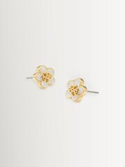Tory Burch White Forget Me Not Mother of Pearl Stud Earrings - Image 2 of 2