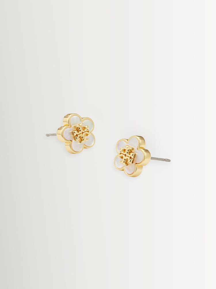 Tory Burch White Forget Me Not Mother of Pearl Stud Earrings - Image 2 of 2