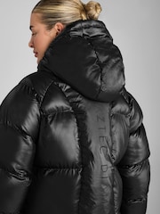 Aztec Diamond Black Heavy Quilted Puffer Coat - Image 5 of 7