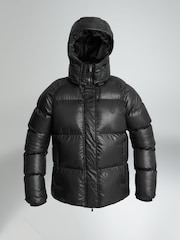 Aztec Diamond Black Heavy Quilted Puffer Coat - Image 6 of 7