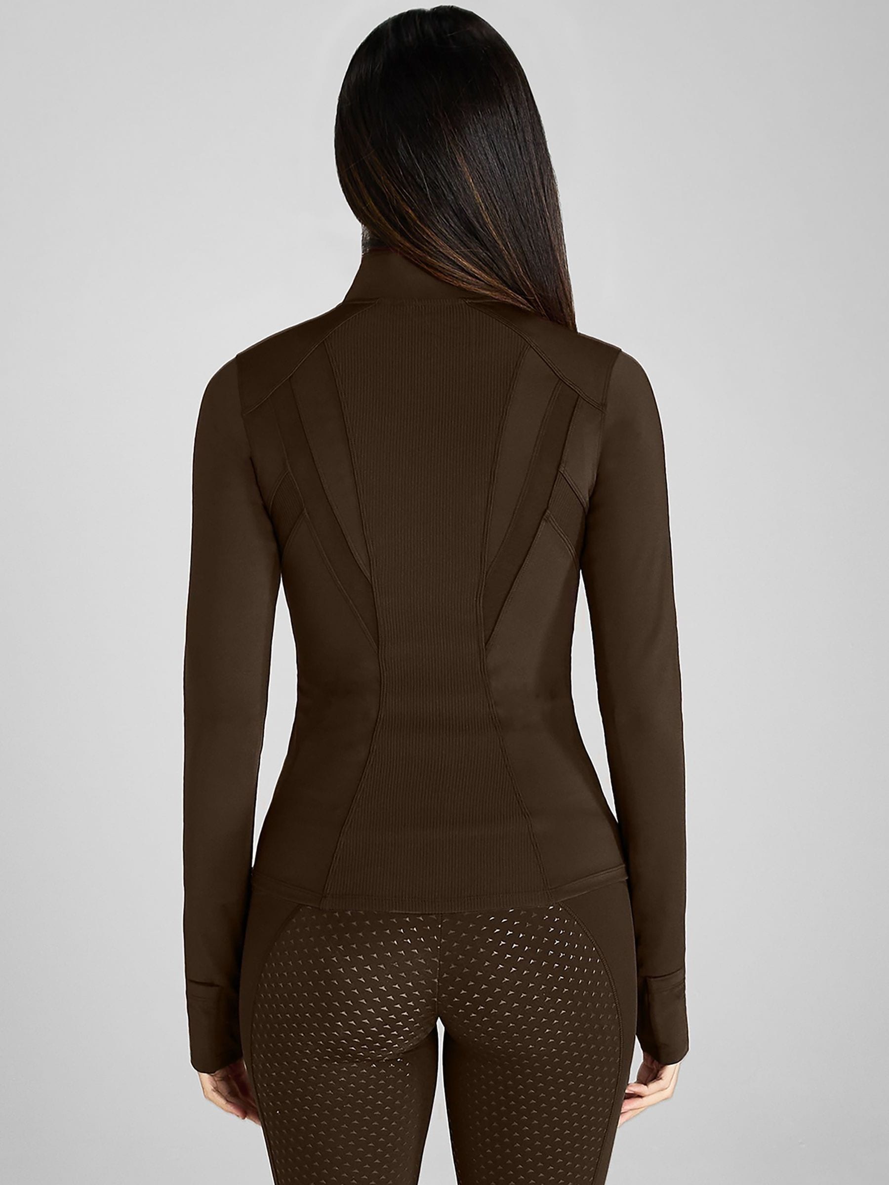【Nalm.】ribbon-tailored jacket / brown Jacket with ribbon tie and satin-effect lapel in in Chocolate