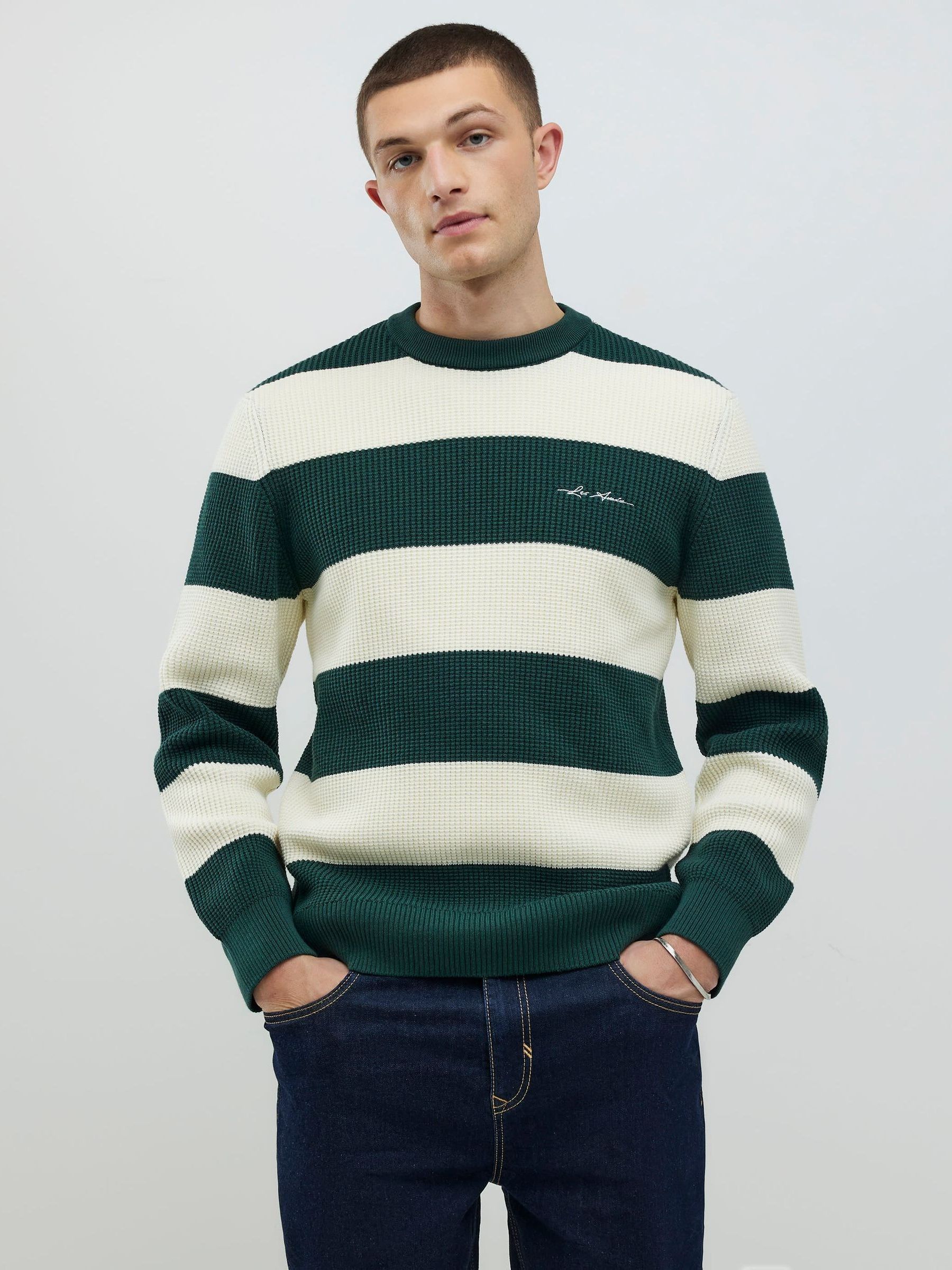 新品　BRIEFING WS WR STRIPE CREW NECK KNIT Fine Stripe Crew Neck Jumper - Ivory - Ben Sherman UK