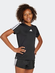 adidas Black Training Essentials 3-Stripes Kids T-Shirt - Image 1 of 6