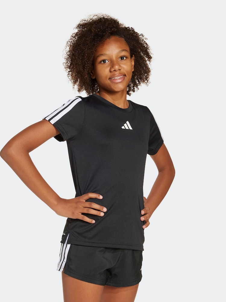 adidas Black Training Essentials 3-Stripes Kids T-Shirt - Image 1 of 6 adidas Black Training Essentials 3-Stripes Kids T-Shirt - Image 1 of 6