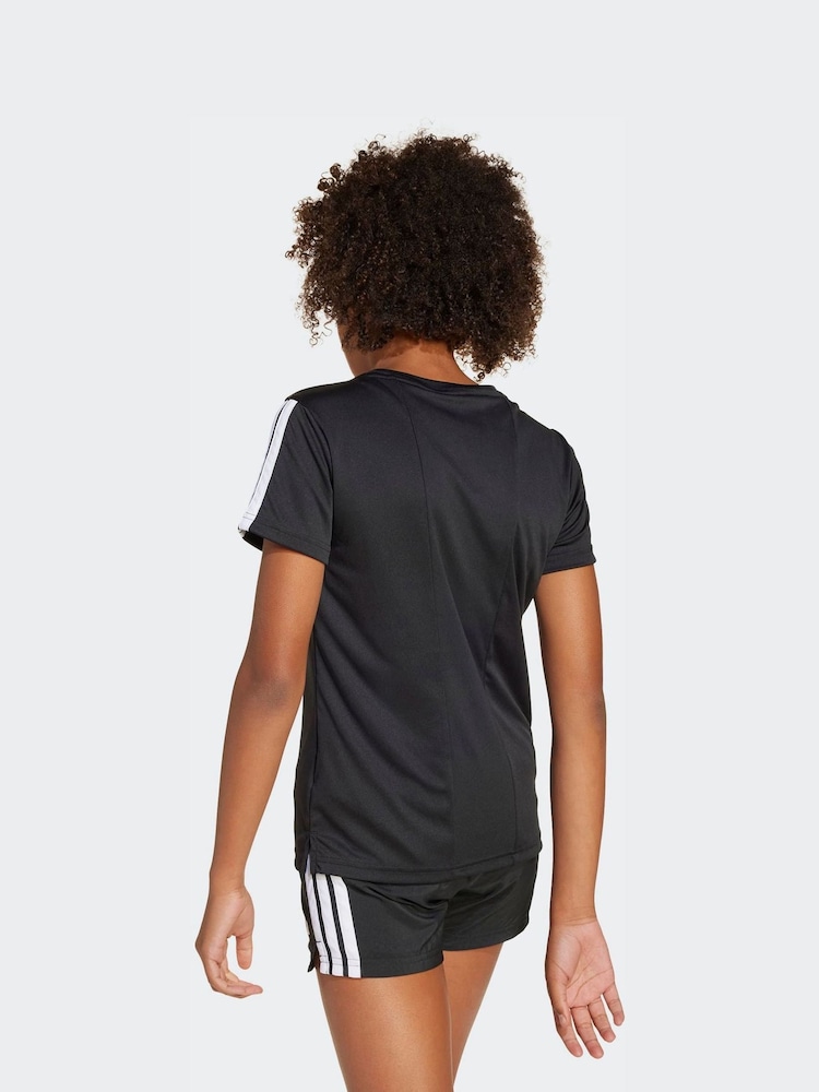 adidas Black Training Essentials 3-Stripes Kids T-Shirt - Image 2 of 6 adidas Black Training Essentials 3-Stripes Kids T-Shirt - Image 2 of 6