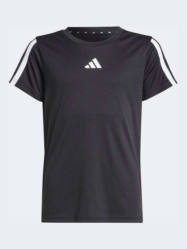 adidas Black Training Essentials 3-Stripes Kids T-Shirt - Image 6 of 6 adidas Black Training Essentials 3-Stripes Kids T-Shirt - Image 6 of 6